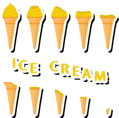 Big colorful set different forms natural dessert ice cream of consisting various ingredients