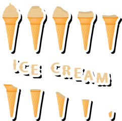 Big colorful set different forms natural dessert ice cream of consisting various ingredients