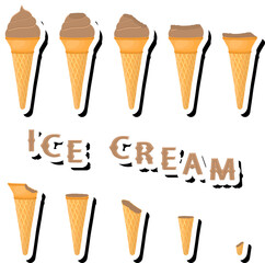 Big colorful set different forms natural dessert ice cream of consisting various ingredients