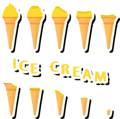 Big colorful set different forms natural dessert ice cream of consisting various ingredients