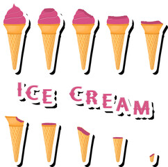 Big colorful set different forms natural dessert ice cream of consisting various ingredients