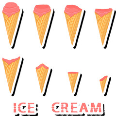 Big colorful set different forms natural dessert ice cream of consisting various ingredients
