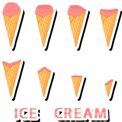 Big colorful set different forms natural dessert ice cream of consisting various ingredients