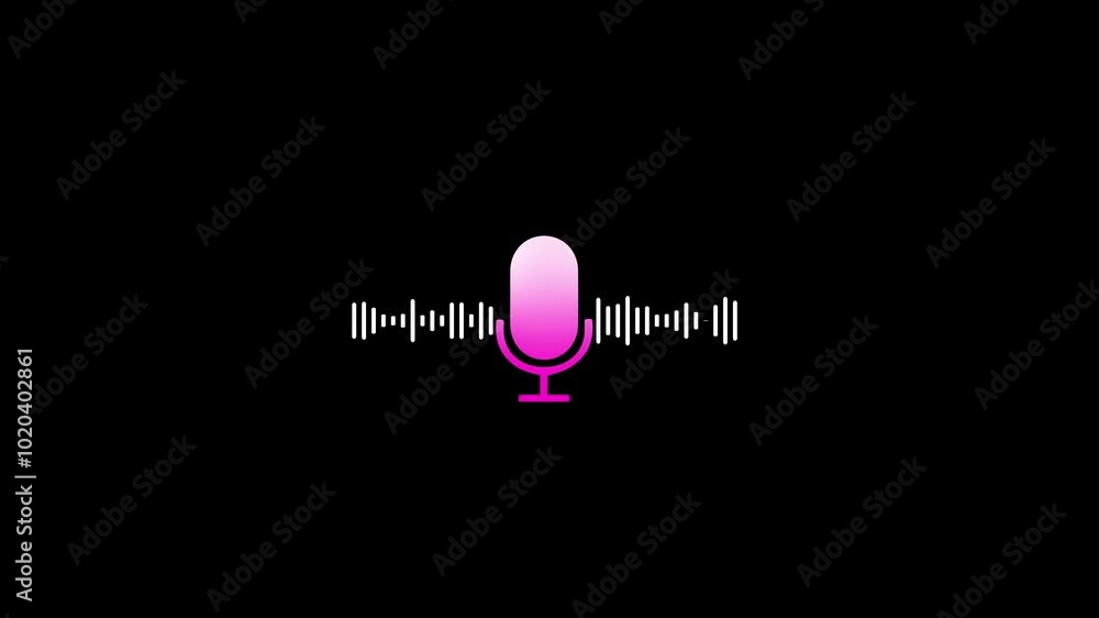 Aufkleber audio wave with microphone icon animation. podcast microphone audio sound waveform animation. voice 