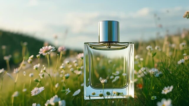 Perfume Bottle in a Field of Wildflowers