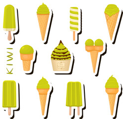 Big colorful set different types natural dessert ice cream of consisting various ingredients