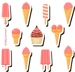 Big colorful set different types natural dessert ice cream of consisting various ingredients