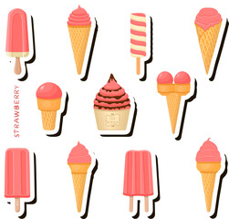 Big colorful set different types natural dessert ice cream of consisting various ingredients