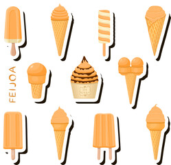 Big colorful set different types natural dessert ice cream of consisting various ingredients