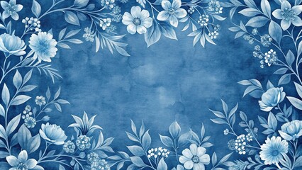abstract cyanotype blue watercolor floral pattern minimalist