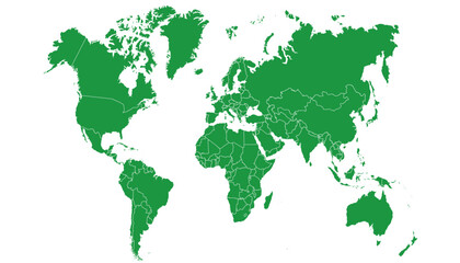 World map. Green modern vector map. Silhouette map.