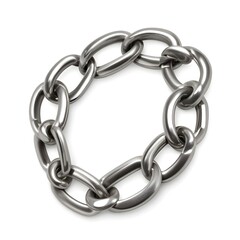 Obraz premium A silver metal chain bracelet with thick, interlocking links