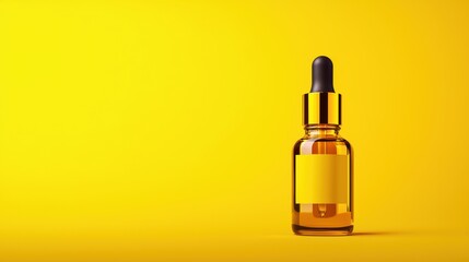 Naklejka premium Empty Yellow Glass Bottle for Essential Oil