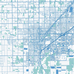 Map of Homestead in Florida in a professional blue style. Contains layered vector with roads water, parks, etc.