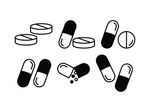 pills medicine black white vector design illustration