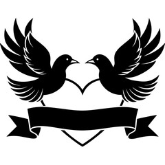 Elegant Love Birds and Heart Banner for Romantic Event Branding and Invitations