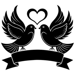 Elegant Love Birds and Heart Banner for Romantic Event Branding and Invitations