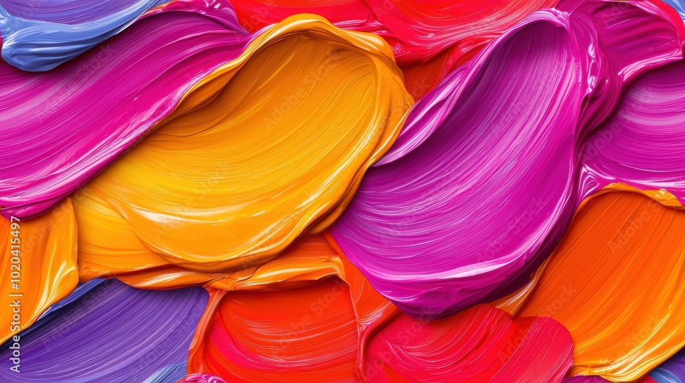 Poster vibrant multi-colored paint swirls on canvas background
