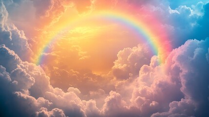 Rainbow Arcing Through Dramatic Cumulus Clouds