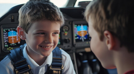 A Young Aspiring Pilot's Dream: Joyful Interactions Inside the Cockpit Captured in a Heartwarming Moment