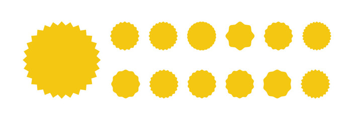 set of yellow starburst badges icon vector design illustration