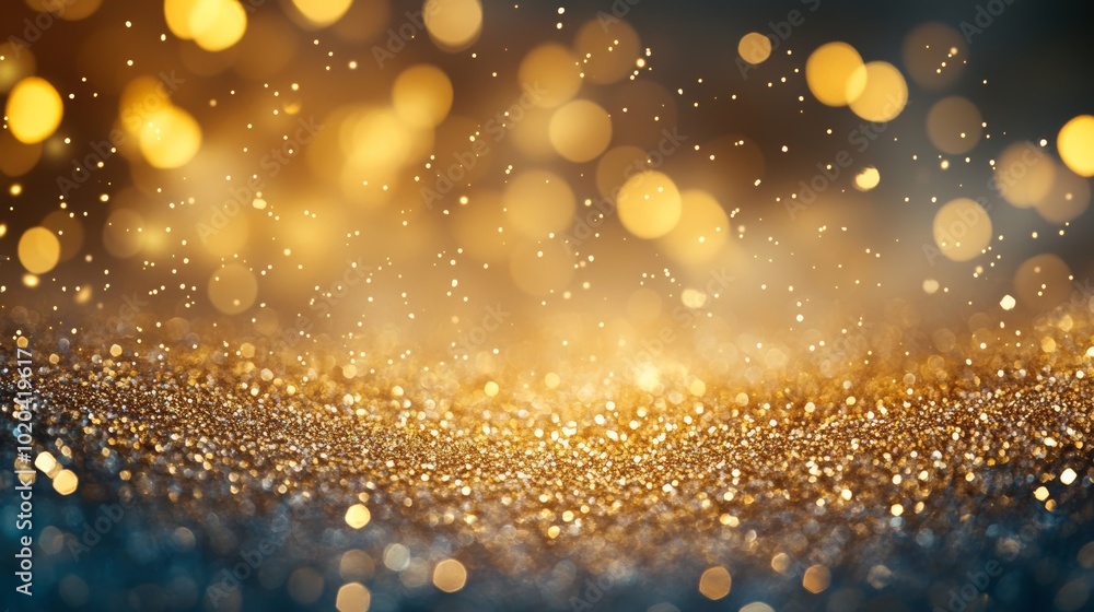 Poster golden bokeh effect on a warm background, symbolizing the joy and magic of the christmas and new yea