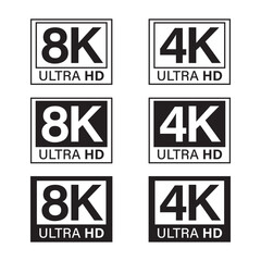 ultra hd icon set black white vector design illustration