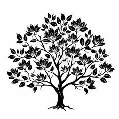 Obraz premium star-magnolia-tree-silhouette