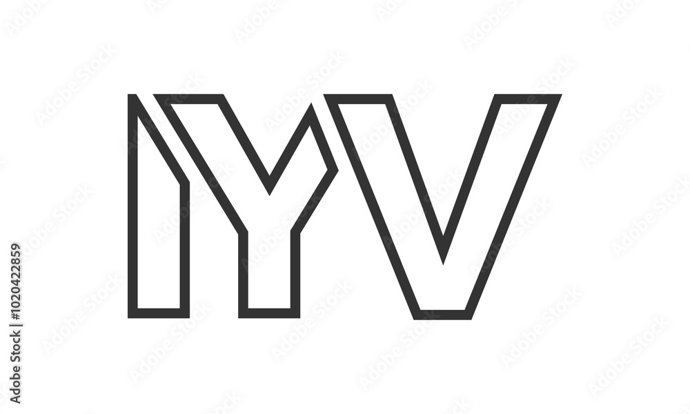Fototapete IYV logo design template with strong and modern bold text. Initial based vector logotype featuring simple and minimal typography. Trendy company identity.