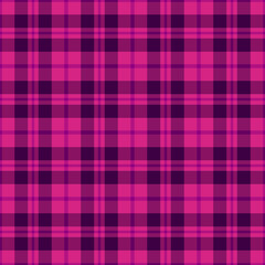 Gift textile plaid background, usa tartan seamless pattern. Irish fabric vector check texture in pink and magenta colors.