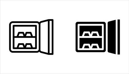 Set line Safe icon, solid filled and stroke thin line style isolated on white background.