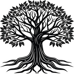tree vector art with tree roots Silhouette vector and Adobe Illustrator Artwork