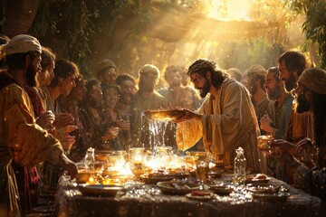 Jesus Performing Miracle of Turning Water into Wine