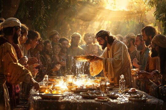 Jesus Performing Miracle of Turning Water into Wine