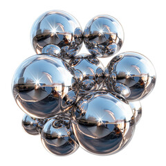 abstract 3d metallic chrome metaball particle liquid isolated on transparent background.png

