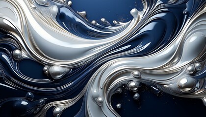 Abstract silver and blue swirls
