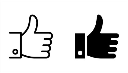 Thumb-up icon set. It includes like, favorite, Editable Vector Stroke on white background