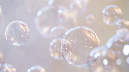 An Ethereal Display of Floating Bubbles in Soft Light