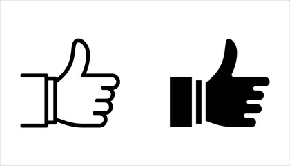 Thumb-up icon set. It includes like, favorite, Editable Vector Stroke on white background