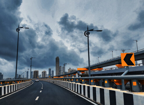 Mumbai Atal Setu Bridge: A Stormy Evening View