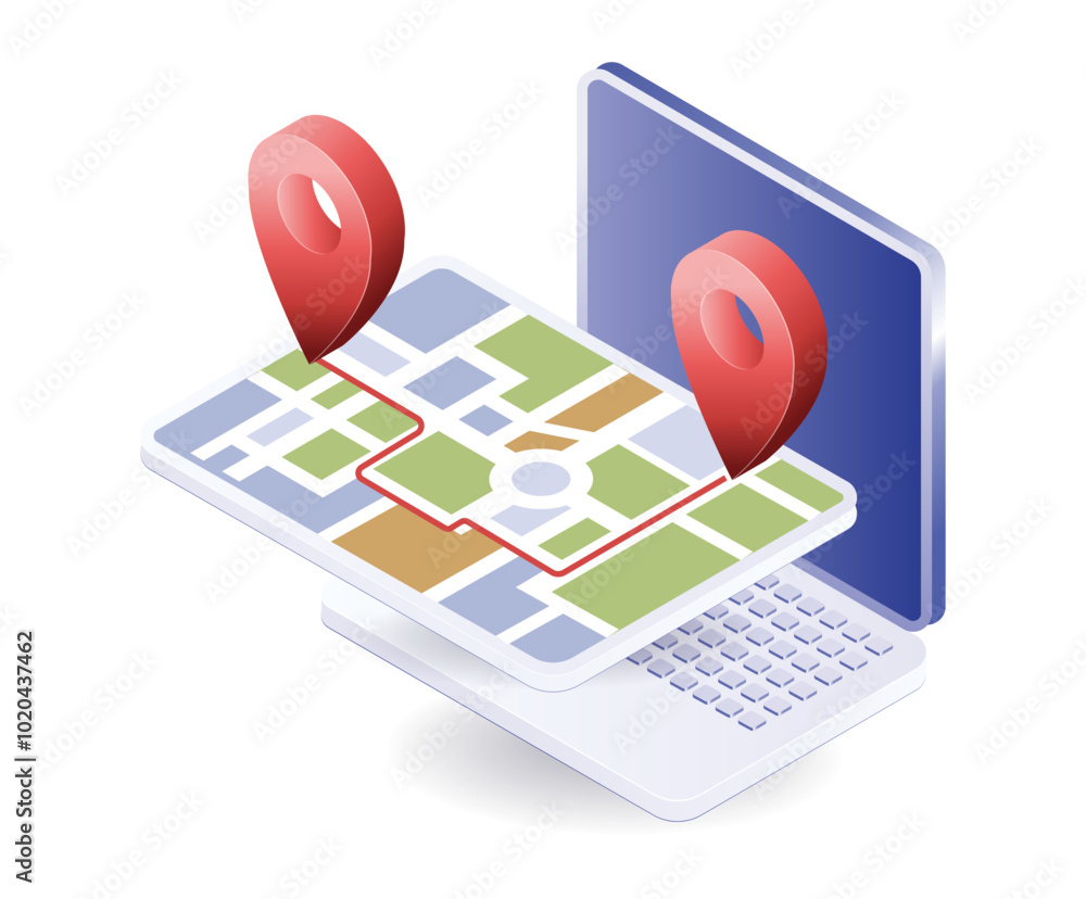 Poster computer location travel map application