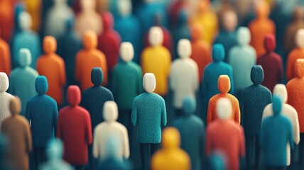 Obraz premium A vibrant array of figurines representing a diverse crowd, emphasizing individuality amid uniformity.