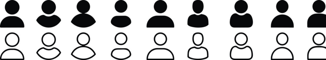 People line and flat icons set. Team of workers. User profile symbol. Group of people. Group of users collection. Persons symbol. Men women. Crowd of humans. partnership businessman network member