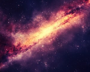 Obraz premium An amazing nebula in the galaxy, with stars and vibrant purple and yellow colors