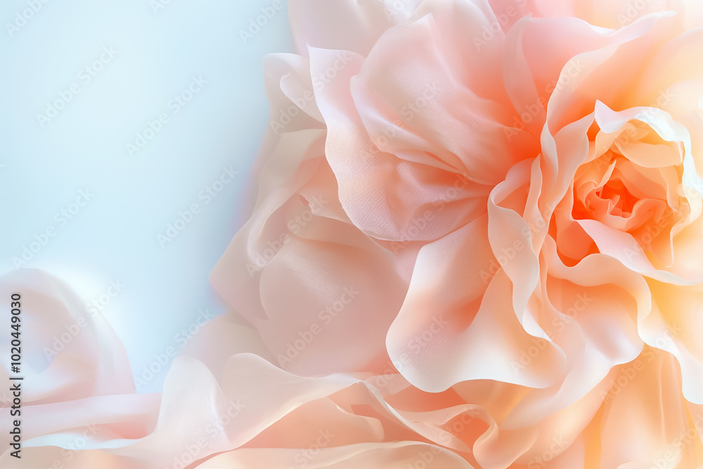 Aufkleber graceful peach petals unfold in a soft layering against a pristine white backdrop, creating an atmos