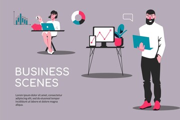 Modern Business Scene Illustration
