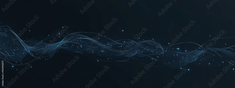 Poster an abstract blue technology background with connected particles and a connected grid in the form of 