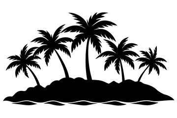 Tropical Island | vector silhouette illustration on white background