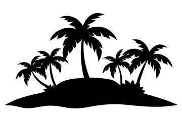 Tropical Island | vector silhouette illustration on white background