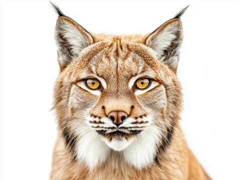 recommend clip art: The lynx gazes directly forward, highlighting its strong facial features and captivating eyes. The portrait captures the essence of its wild beauty, reflecting both strength and calmness.